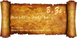 Burián Zsóka névjegykártya